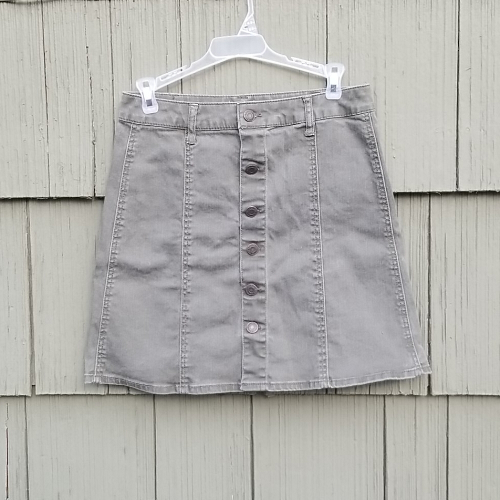Denim button front skirt